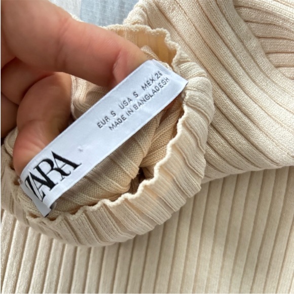 Zara Cream Ribbed Long Sleeve Sweater Top - Picture 6 of 6